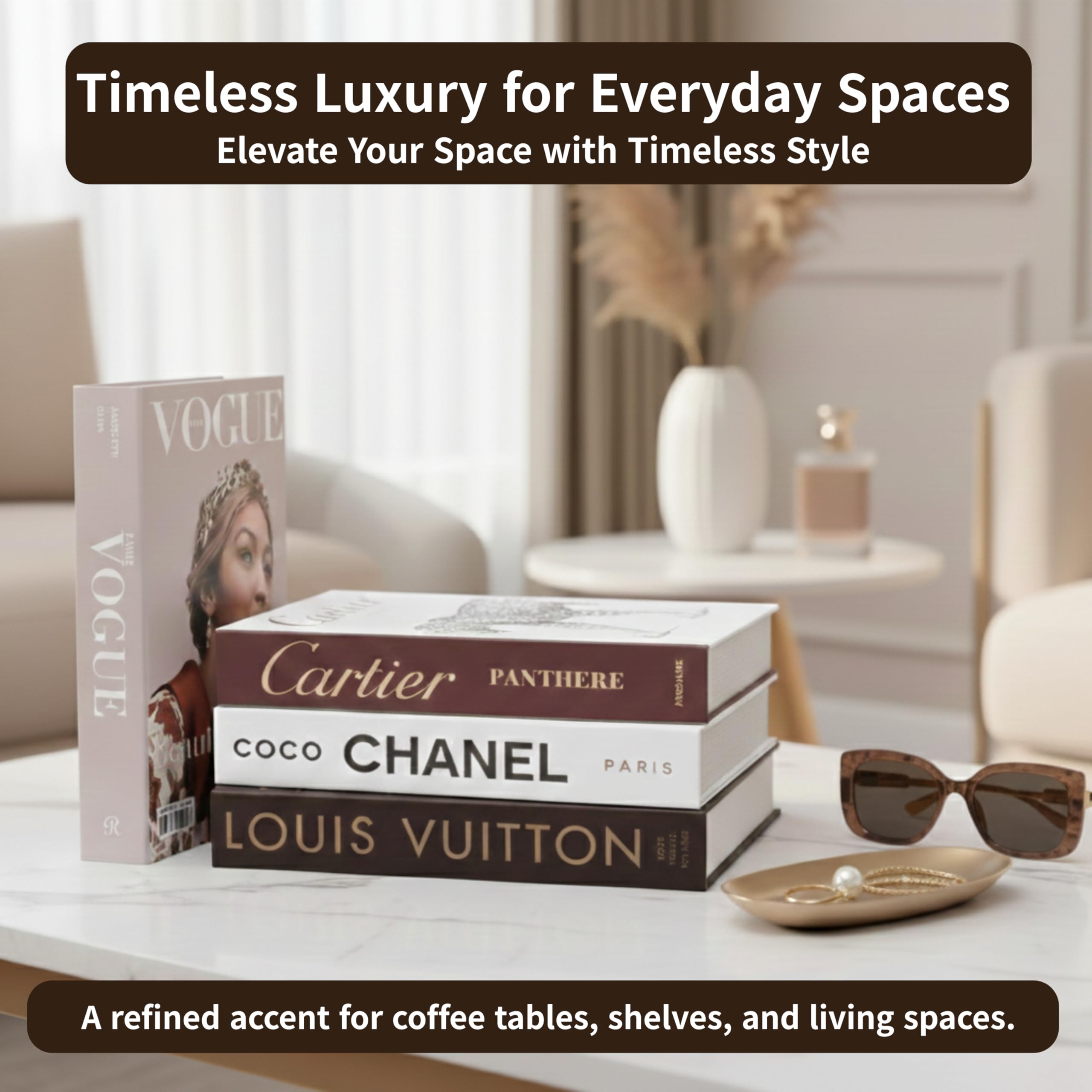 PROBENEX Luxe Large decorative book box on bookshelf arrangement.