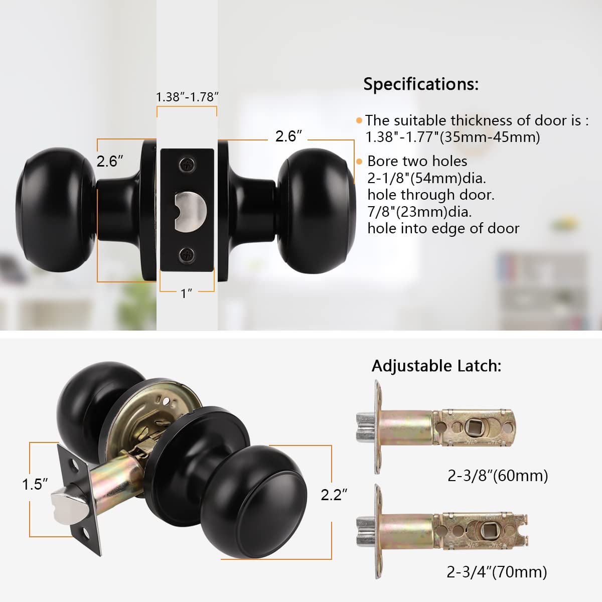 Probrico adjustable latch view demonstrating door compatibility