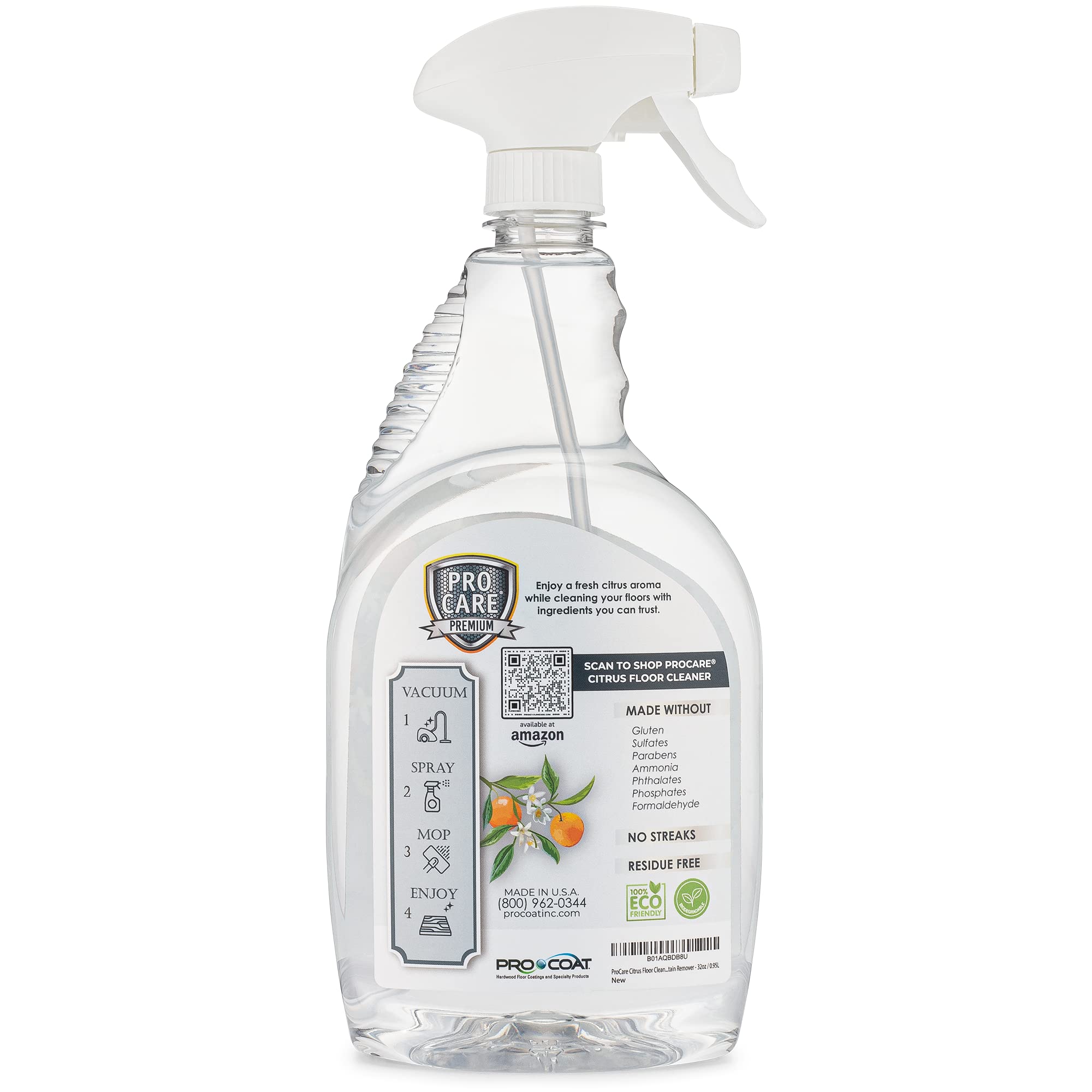 ProCare Citrus Floor Cleaner used on vinyl plank floor for versatile cleaning.