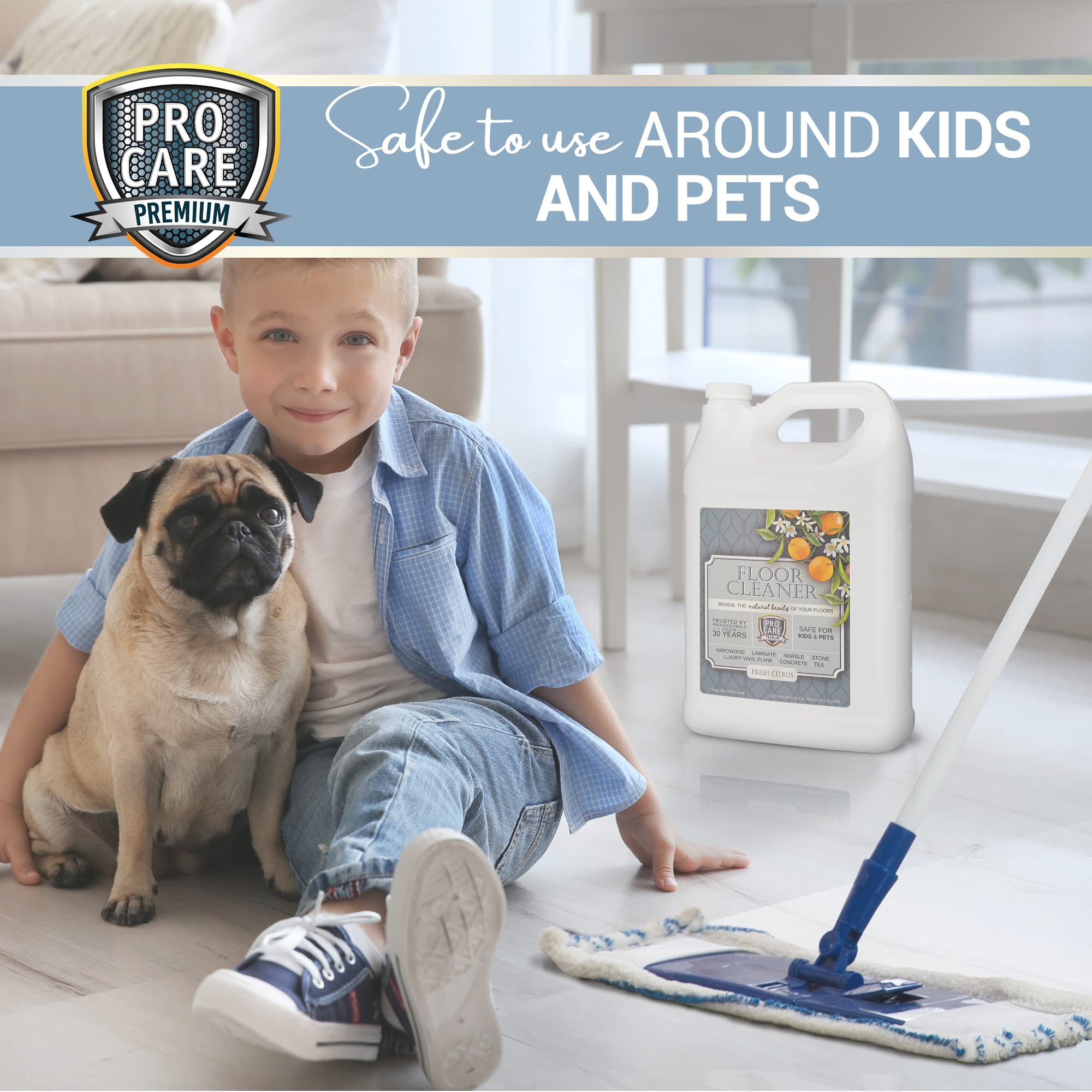 ProCare luxury vinyl cleaning scene highlights streak-free results