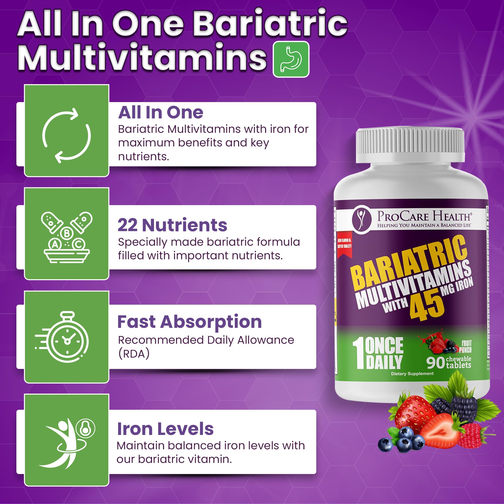 ProCare Health post-surgery nutrition support on tablet bottle.