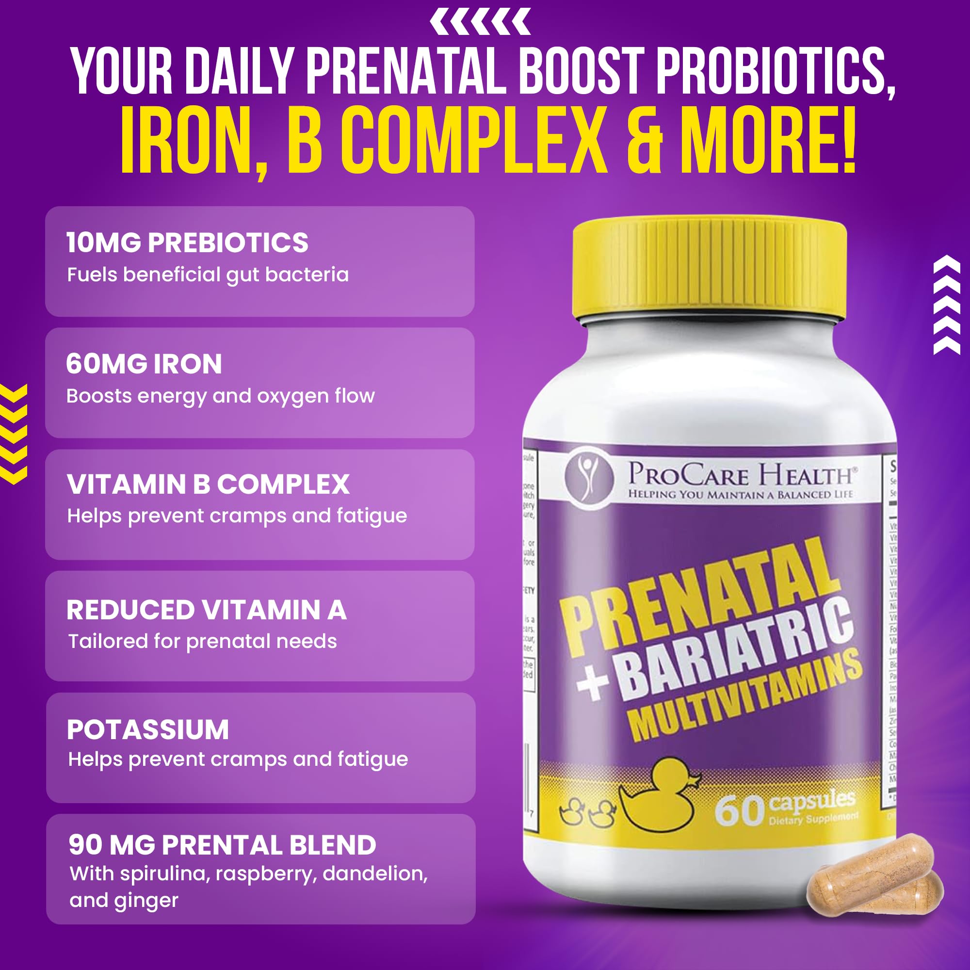 ProCare Health iron and folate ingredients list — rich in key prenatal nutrients