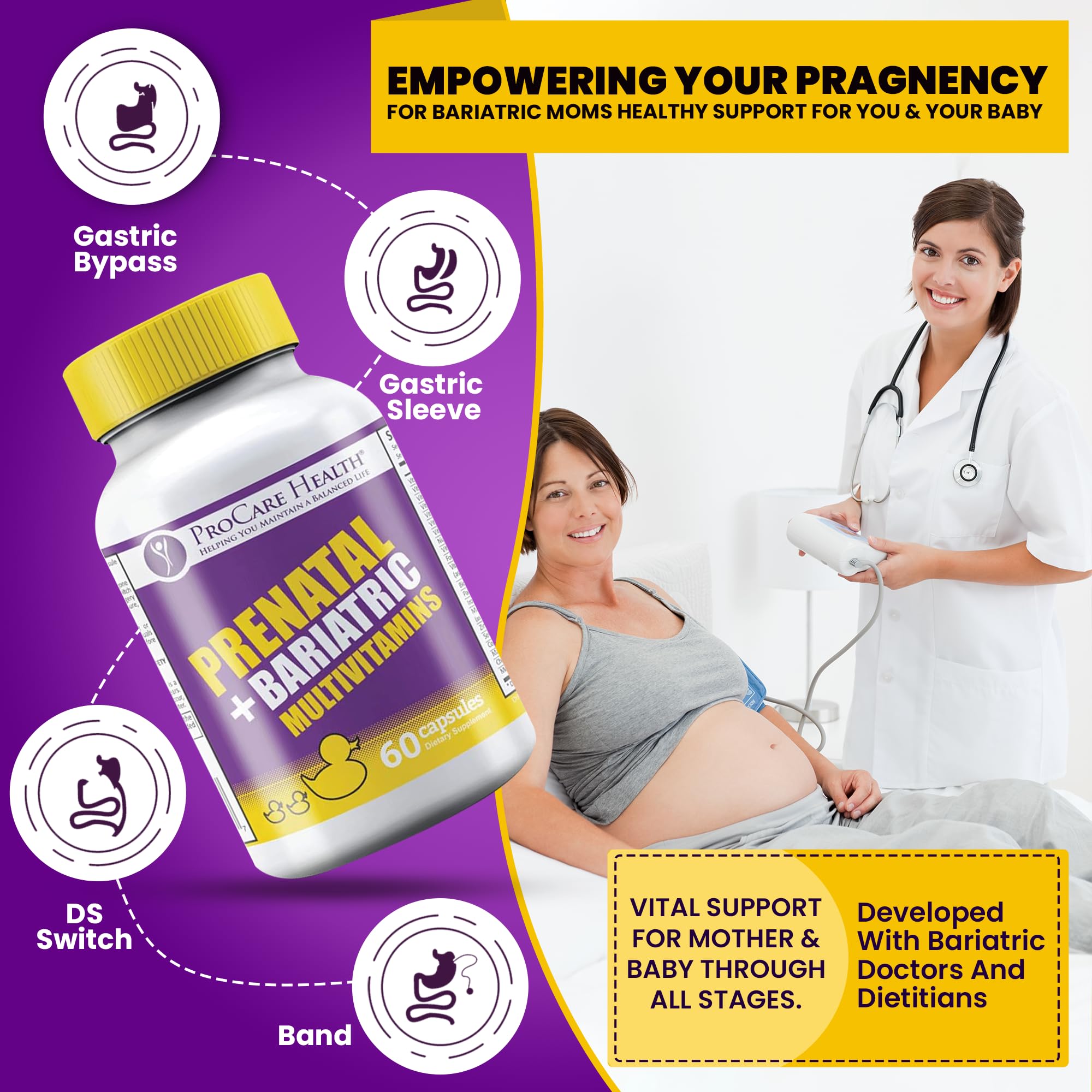 ProCare Health bariatric multivitamin label — highlights iron and methylfolate content