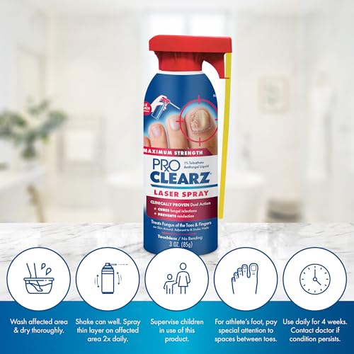 ProClearz Laser Spray precision nozzle targets affected areas with no-touch convenience.