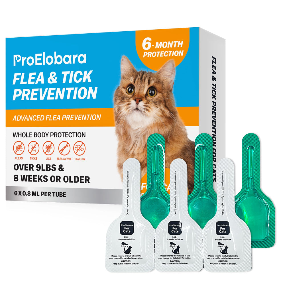 ProElobara topical flea and tick for large cats bottle shows easy, mess-free monthly protection.