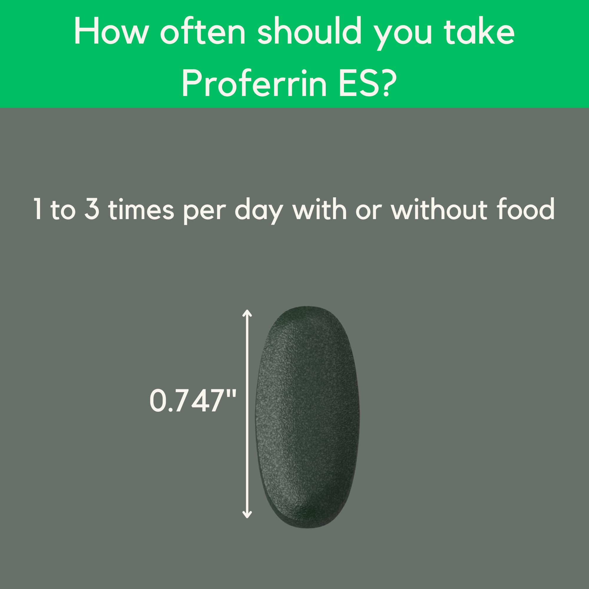 Proferrin ES bottle angled to reveal USA-made label and quality.