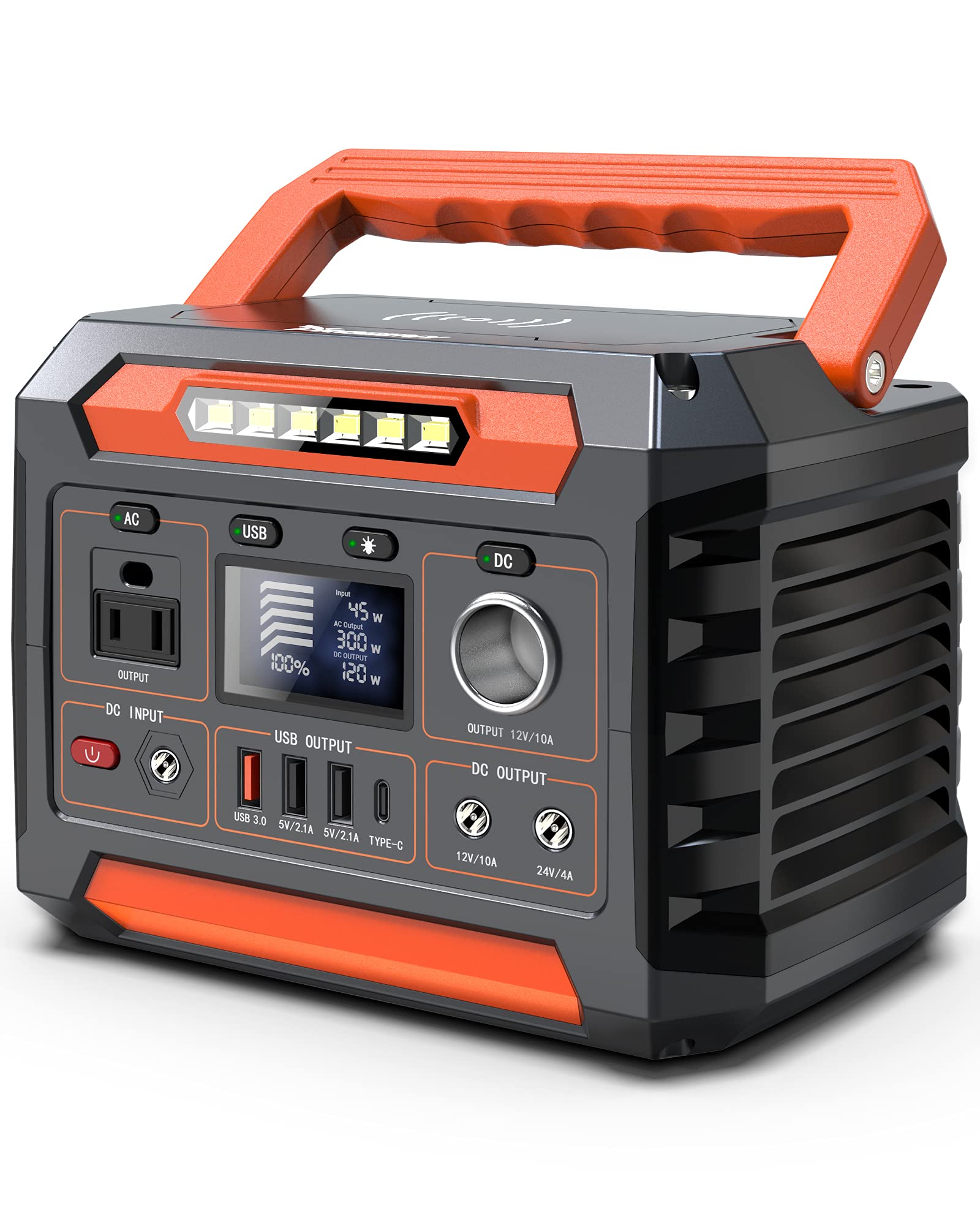 PROGENY 300W front view with compact portable power station for travel and camping