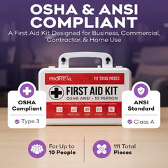 ProHeal 111-piece contents cover routine workplace needs with broad supplies