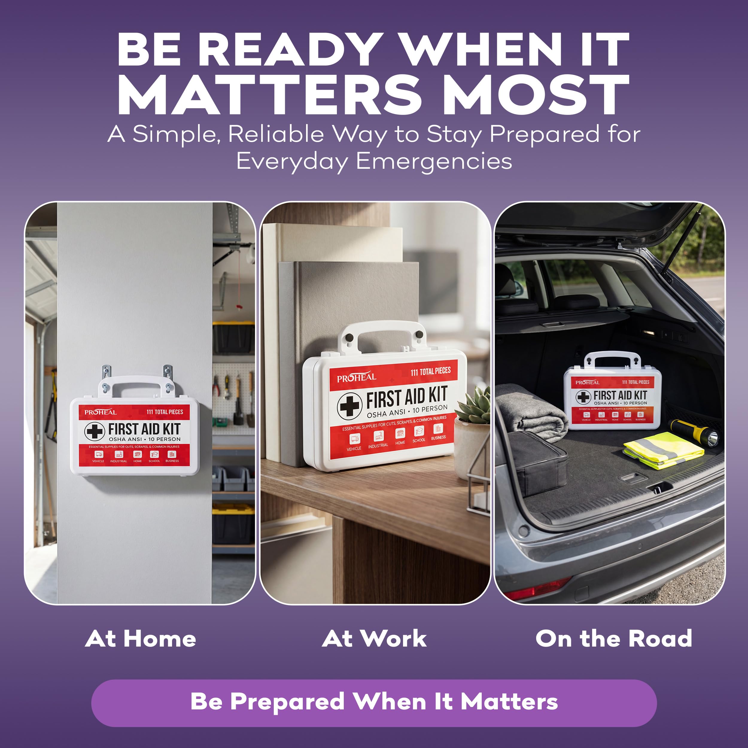 ProHeal wall-mount first aid kit highlights space-saving wall storage