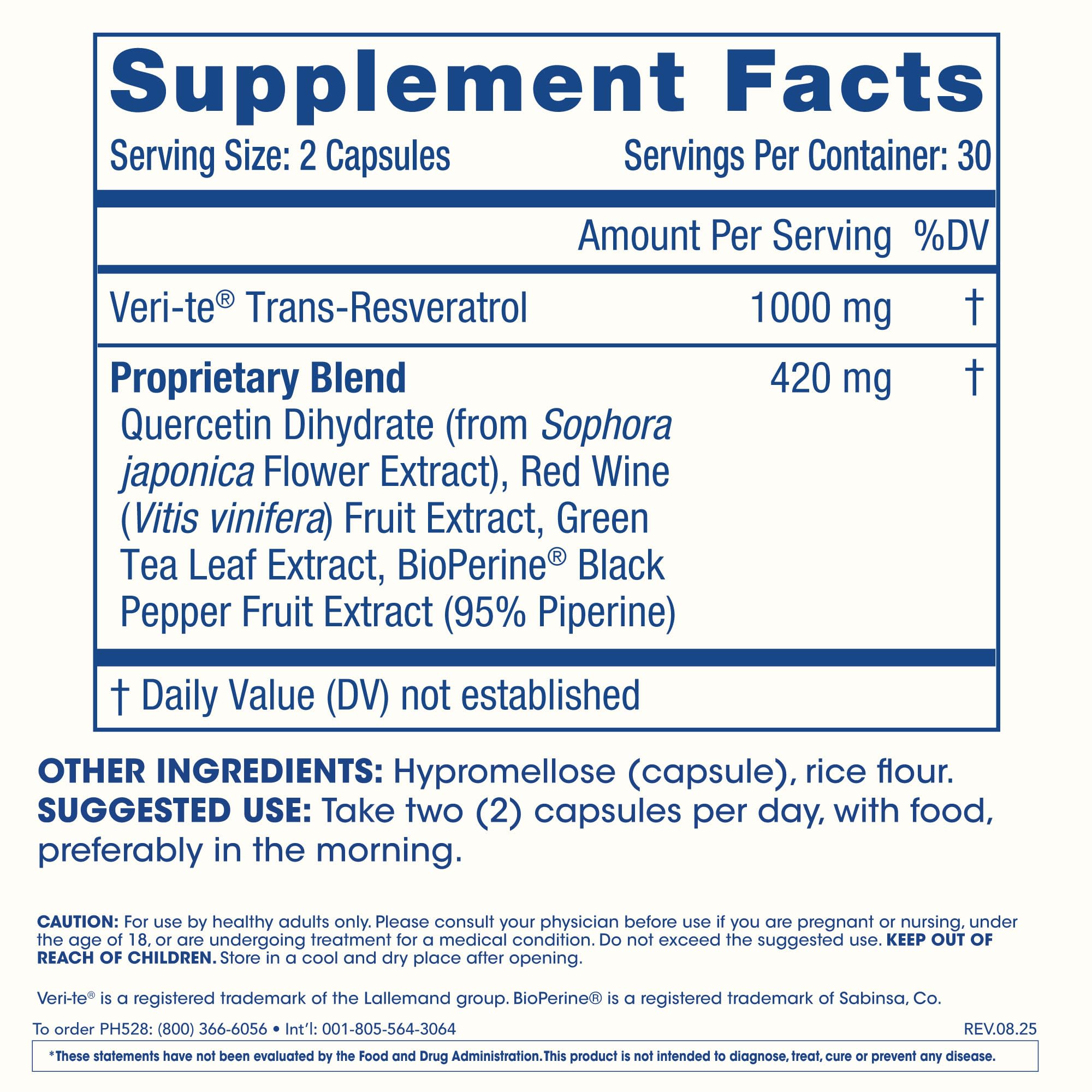 ProHealth Resveratrol label close-up emphasizing 1000mg per serving