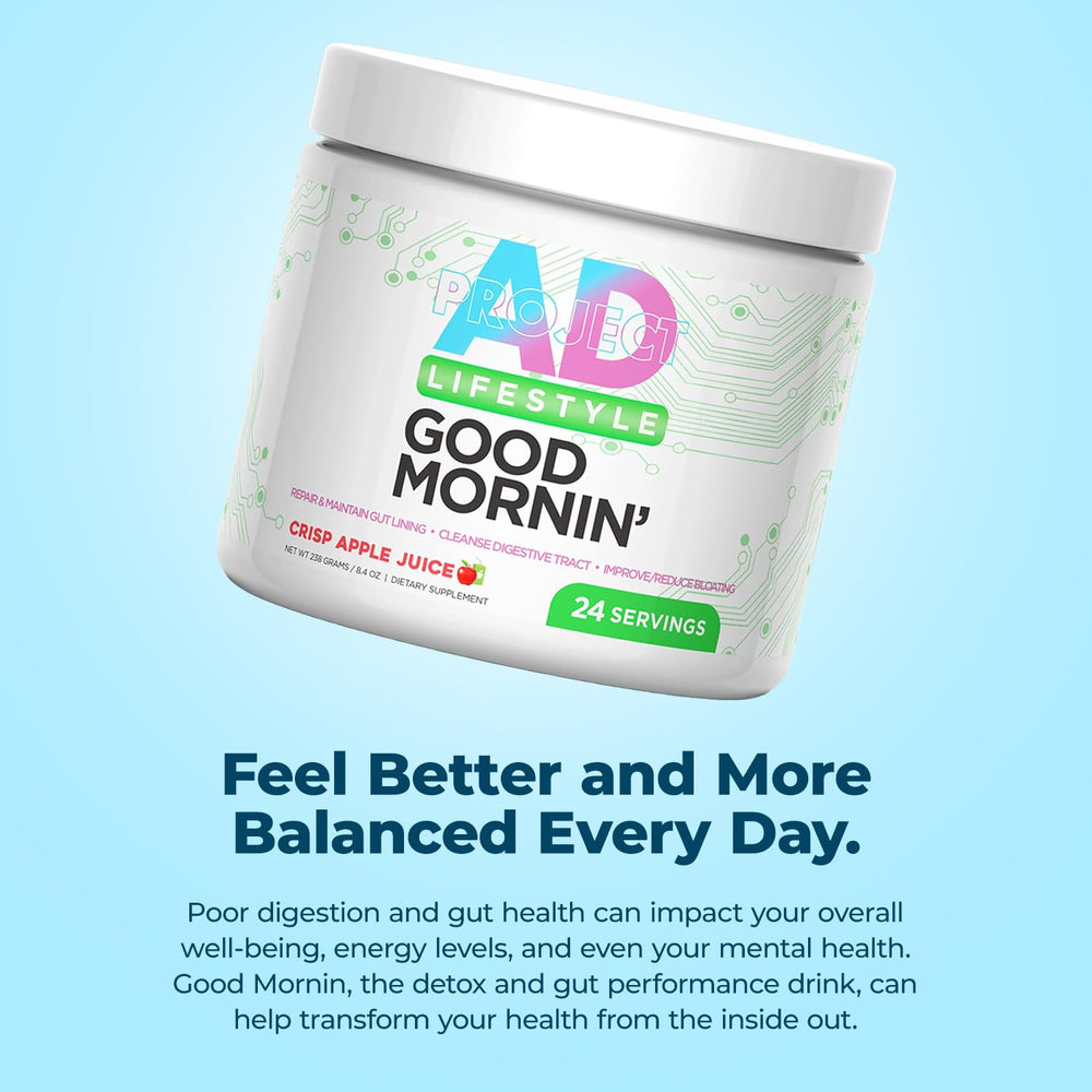 Project AD Life Good Mornin fresh orange juice flavor signals a bright morning boost.