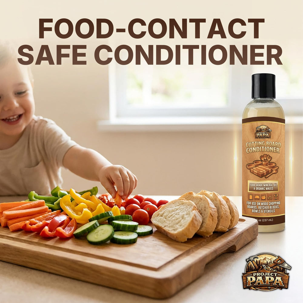 Applying Project Papa Conditioner to a wood cutting board, even finish.