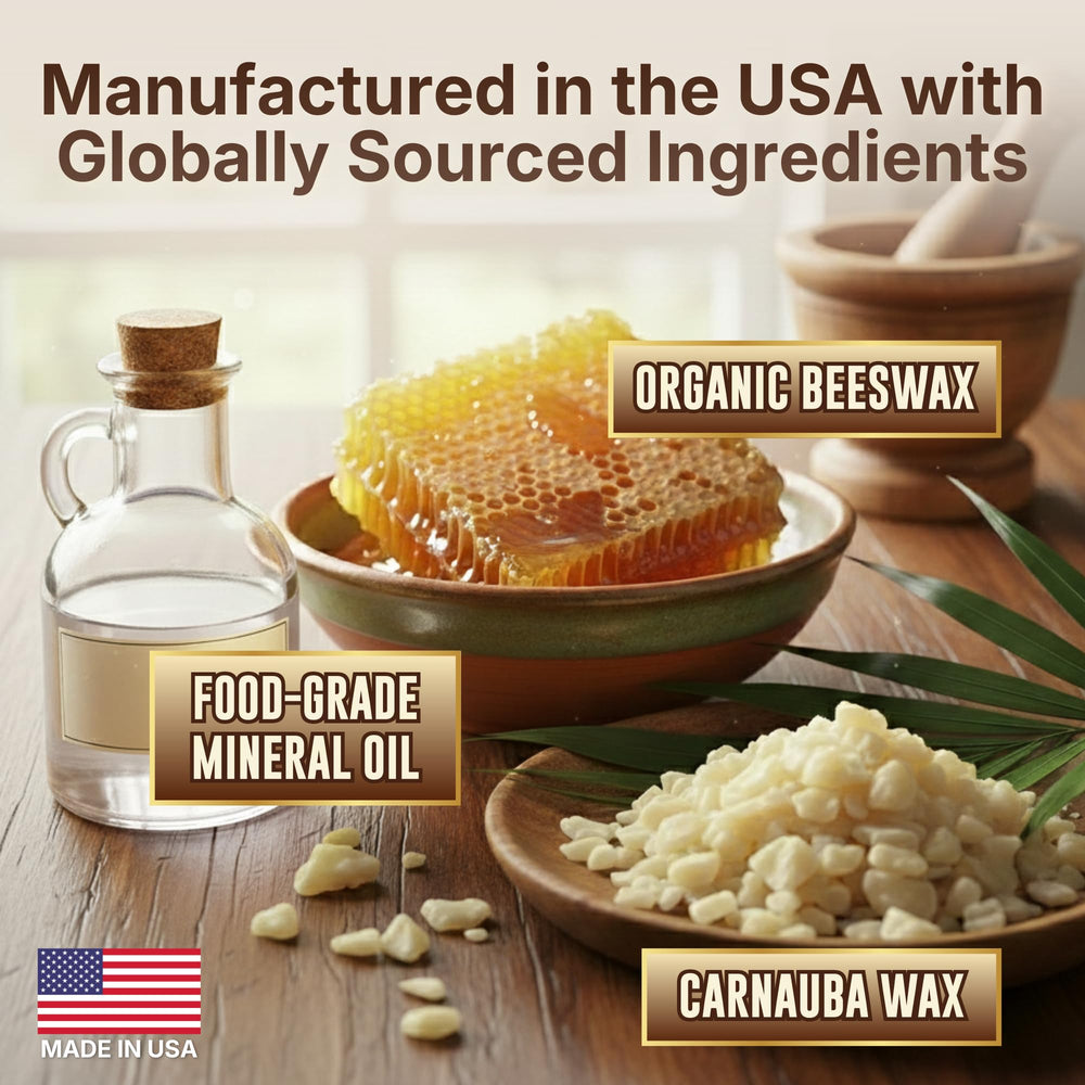 Restoring natural beauty: Project Papa Cutting Board Conditioner on grain.