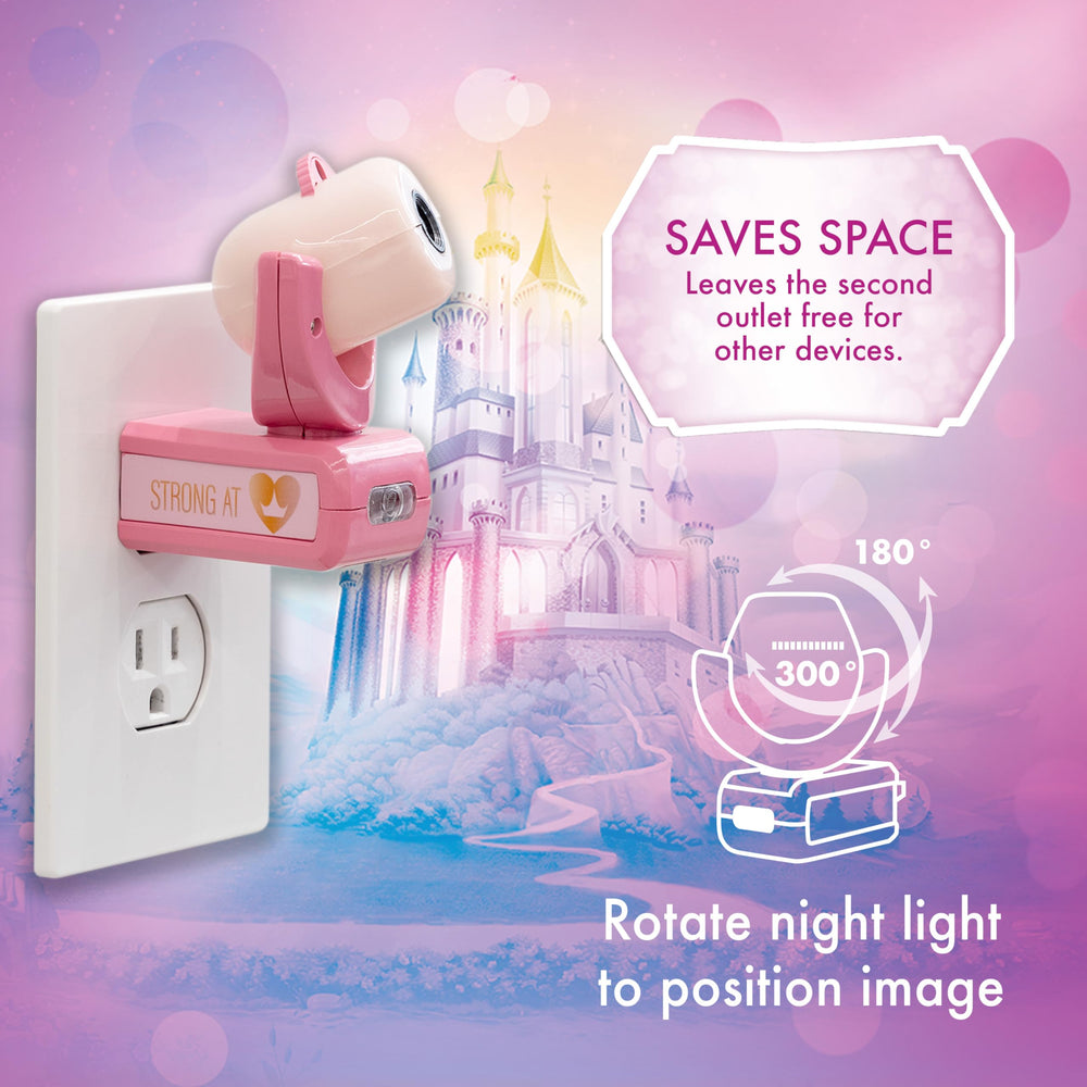 Projectables Disney Princess Night Light features dusk-to-dawn sensing for energy efficiency.