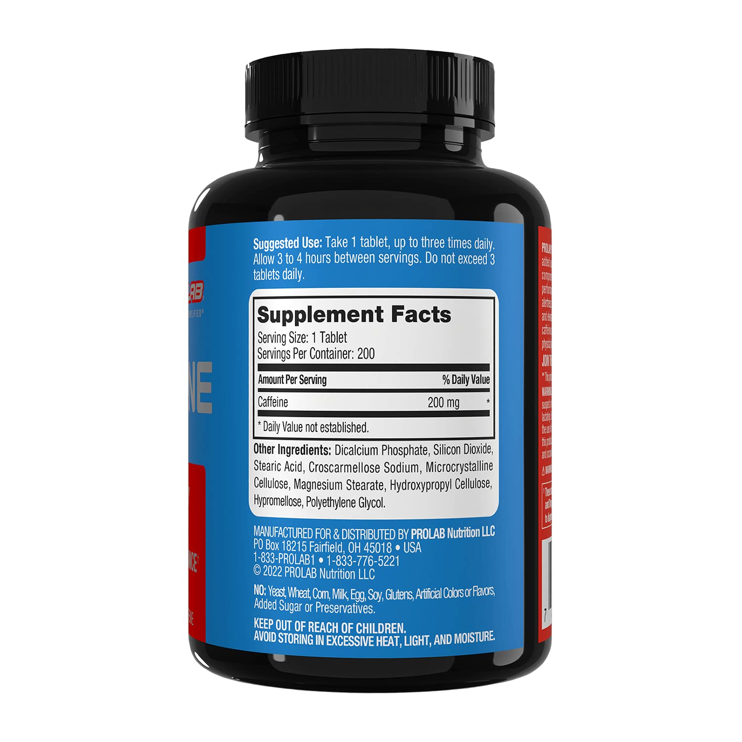 ProLab Caffeine Tablets 200mg energy on a desk for focus.
