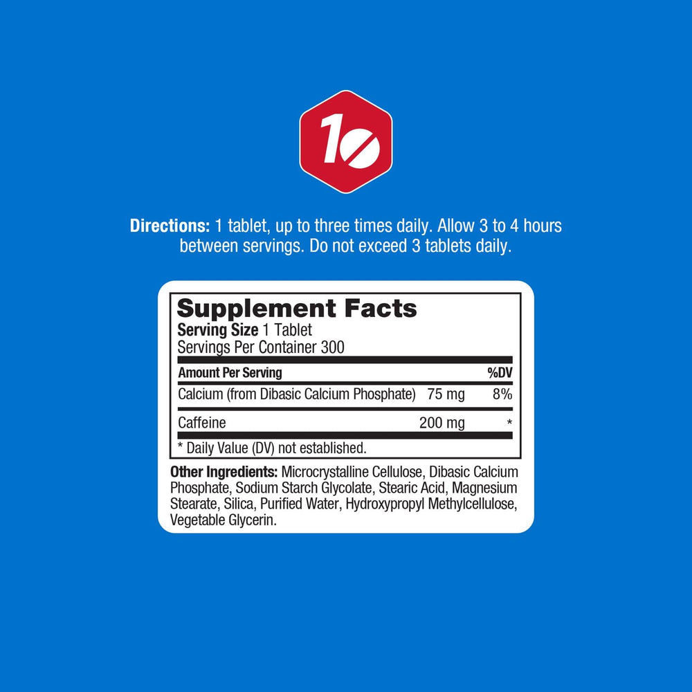 ProLab Caffeine Tablets 200 mg label on packaging for endurance
