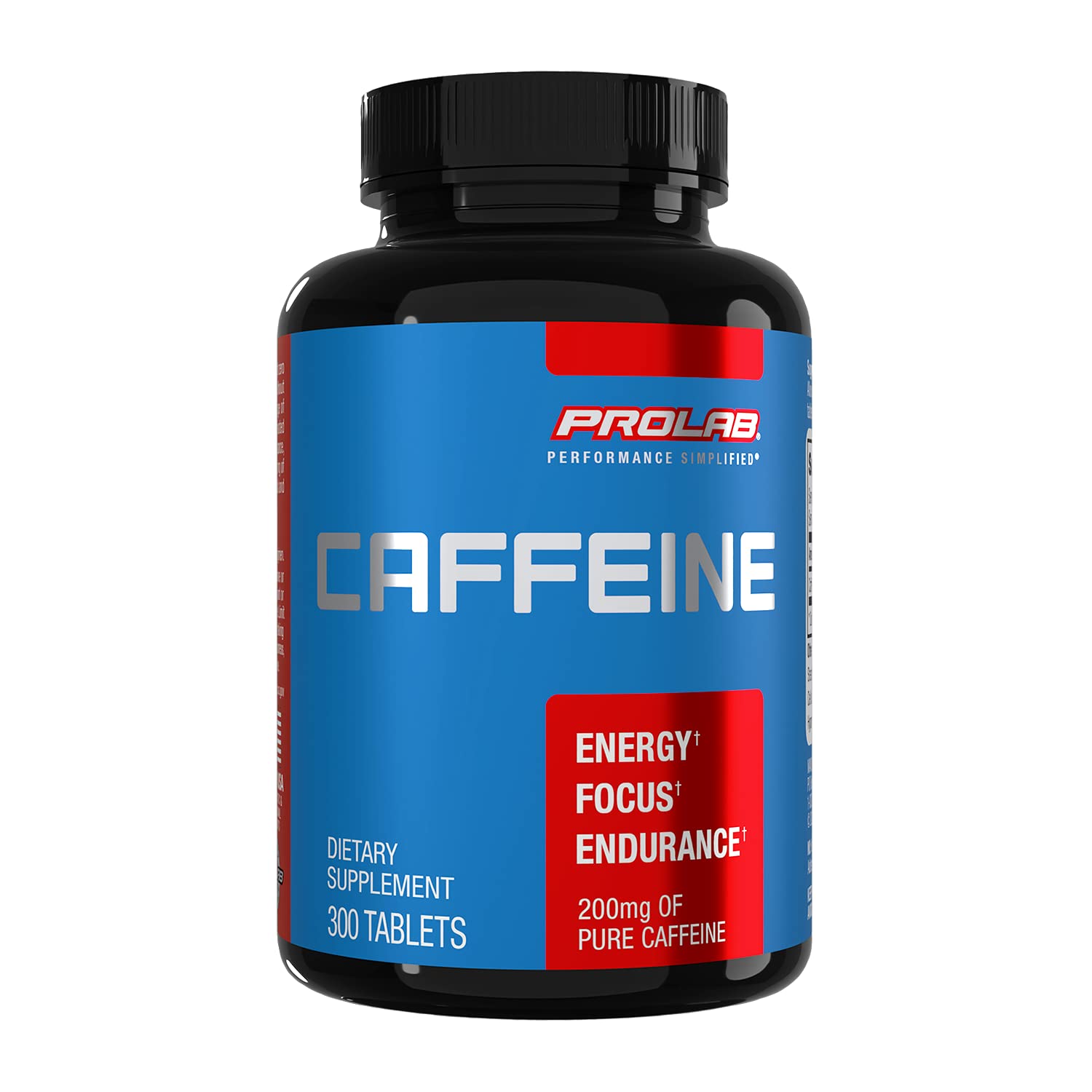 ProLab Caffeine Tablets bottle close-up highlighting energy for focus