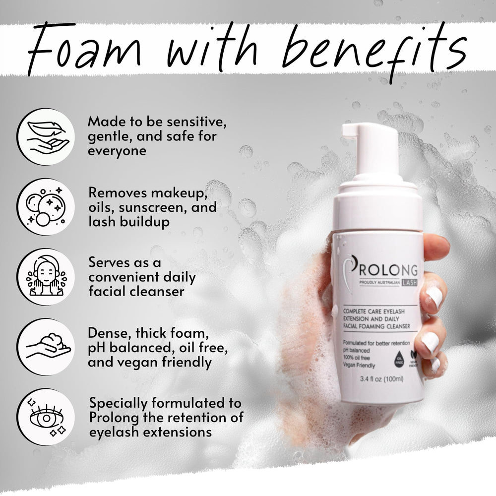 PROLONG LASH foaming cleanser texture ideal for makeup removal