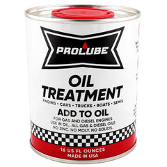 Prolube Oil Treatment bottle closeup showing enhanced engine lubrication for smoother operation.