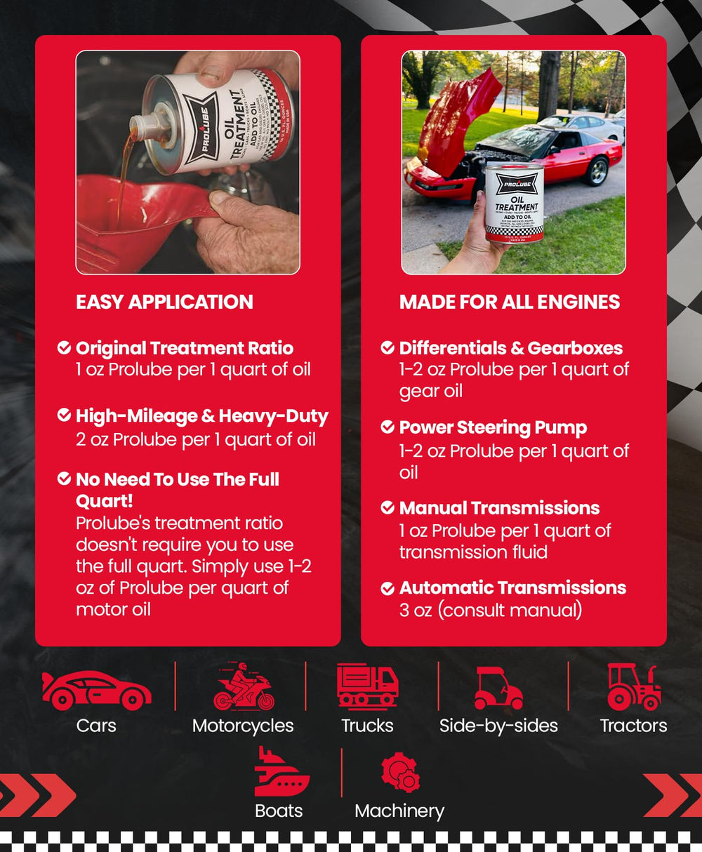 Prolube Oil Treatment used with a diesel engine, hinting at wear protection benefits.