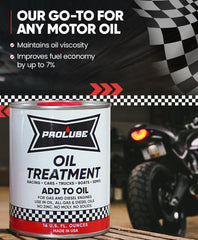 Prolube Oil Treatment pour action demonstrates simple addition during an oil change.