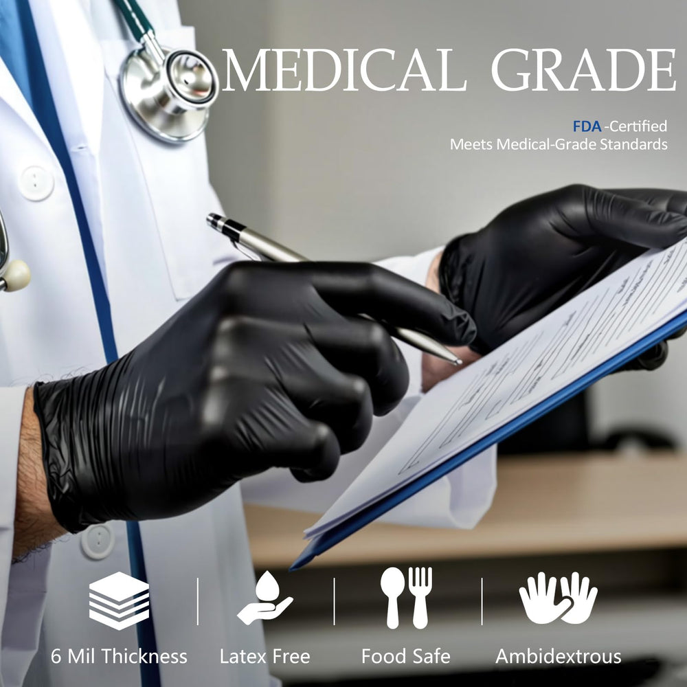 PROMEDIX P black nitrile gloves with dispenser packs offer fast, organized access.