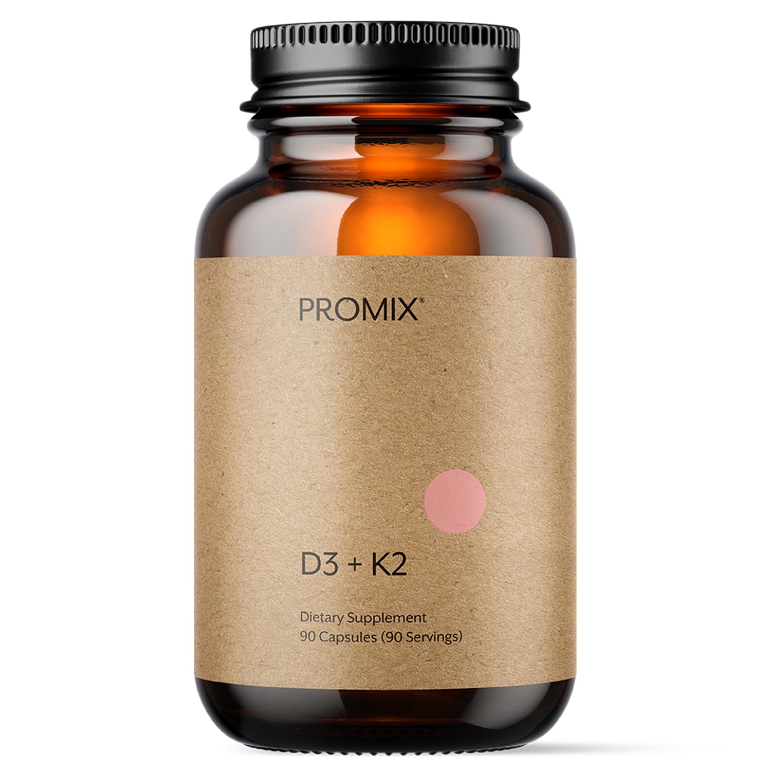 Promix Nutrition D3 K2 5000iu bottle showing calcium transport support for bones