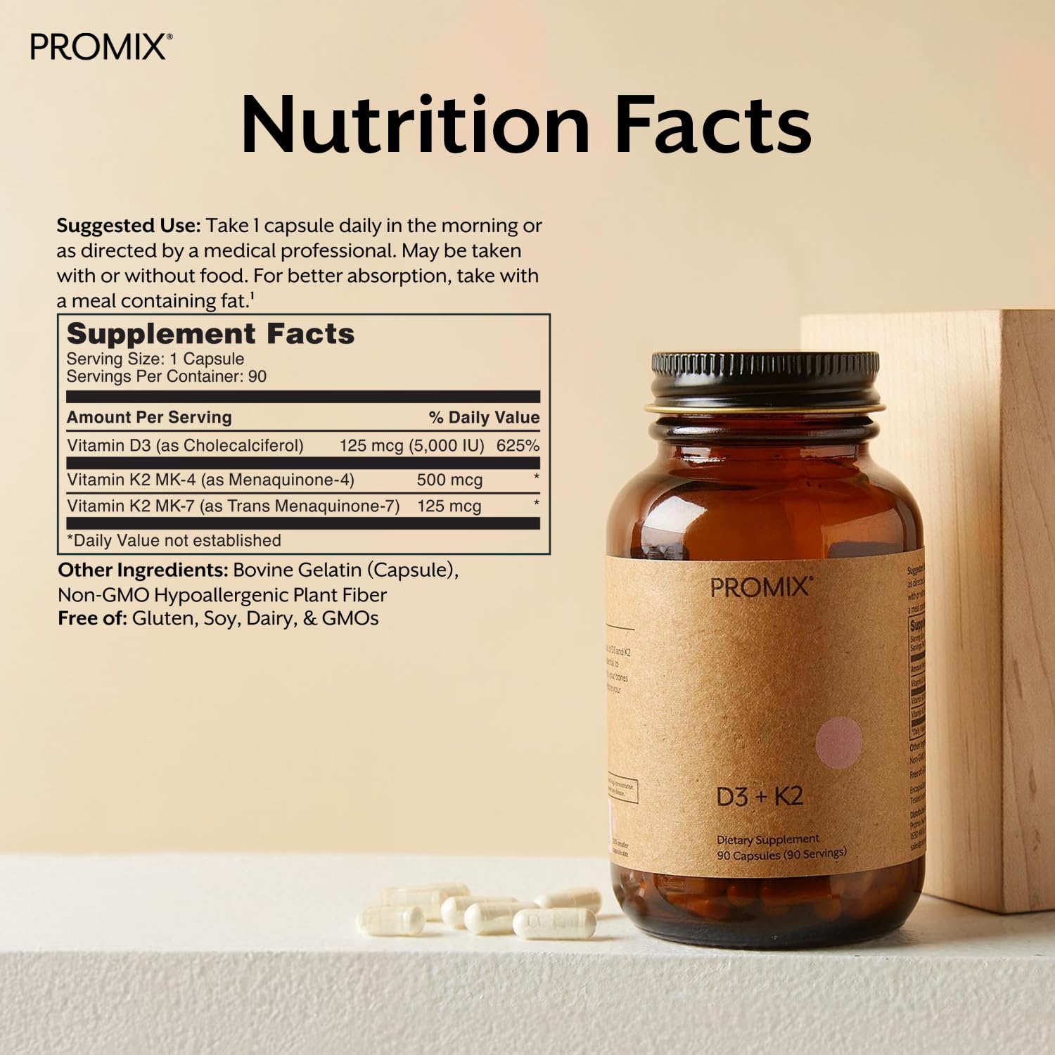 Promix D3 K2 capsules in hand, convenient daily wellness option