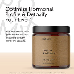 Promix Nutrition raw liver capsules close-up showing small, easy-to-swallow tablets