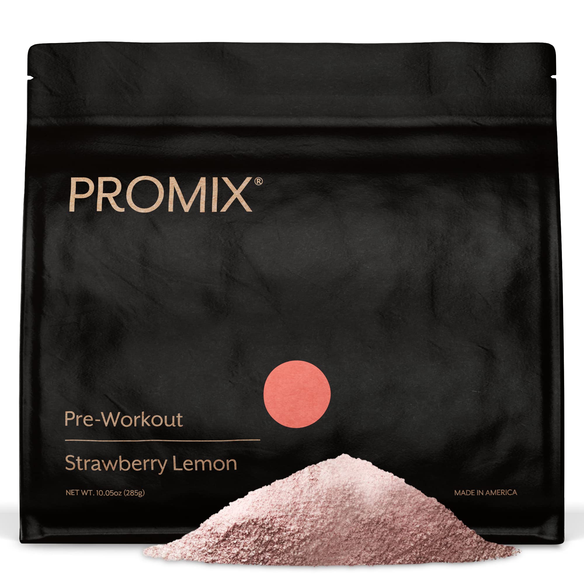 Promix Pre-Workout Strawberry Lemon bottle with scoop for energy and focus.