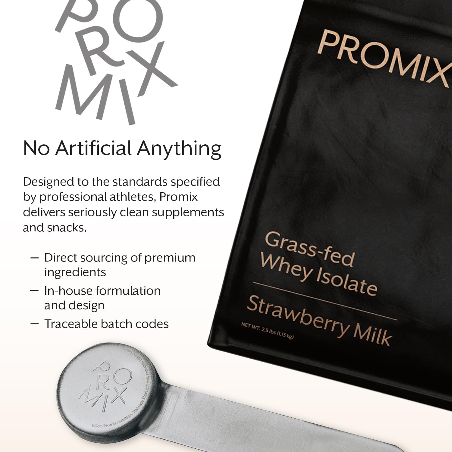 Promix Nutrition pouring powder into glass demonstrates smooth, clump-free mixability.