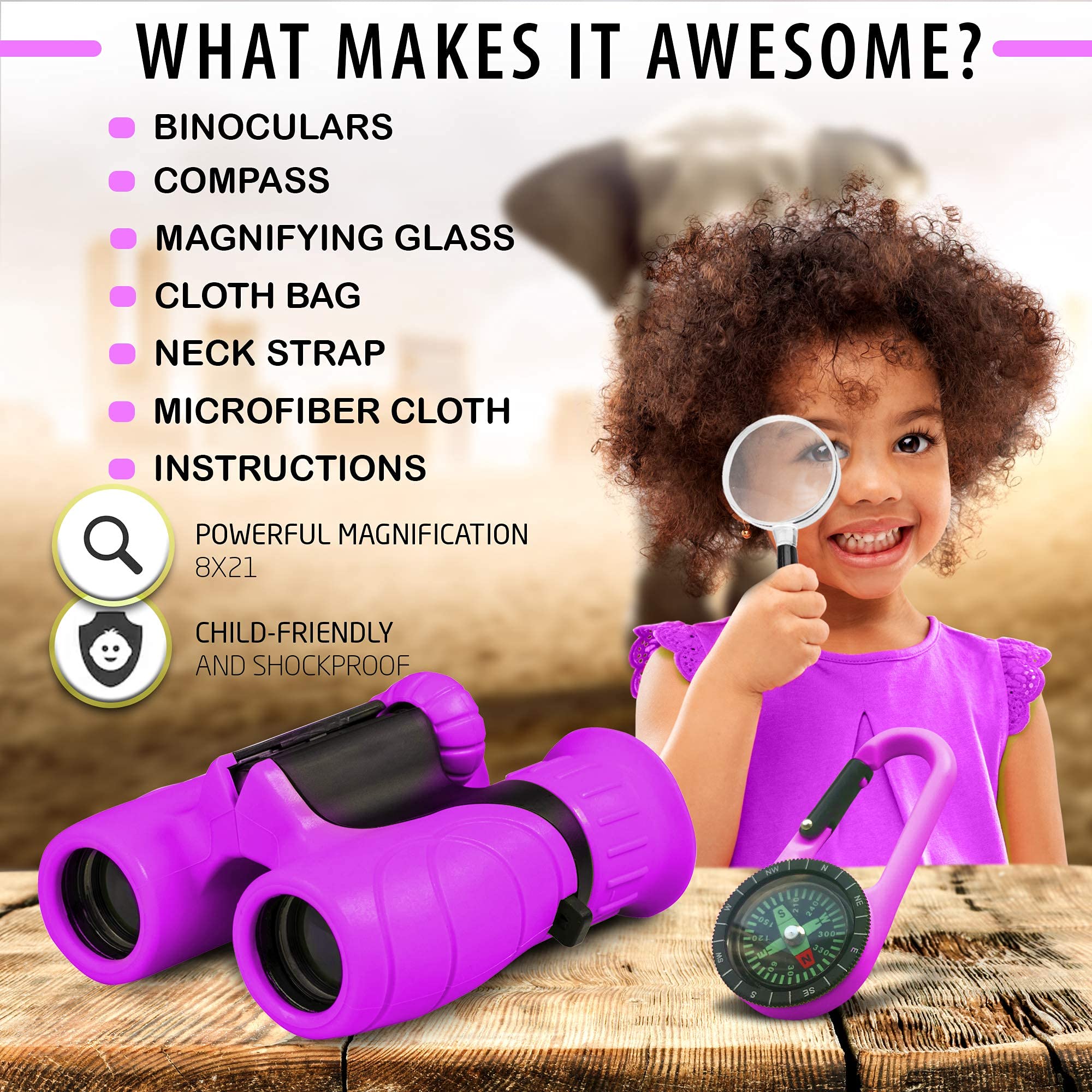 Promora kids binoculars diopter control enables sharp focus for growing eyes