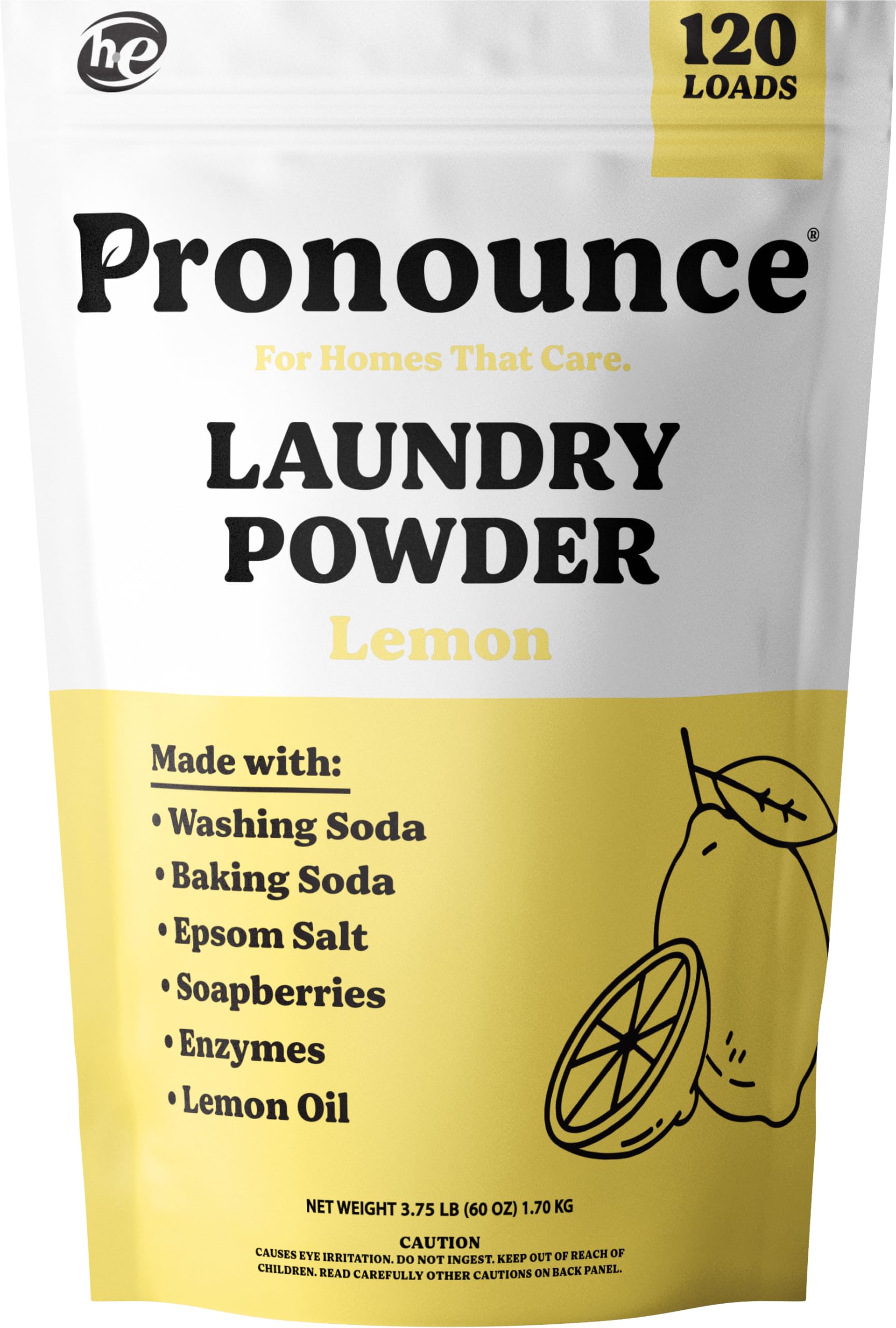 Pronounce Laundry Powder bag front—US-made packaging signaling safer, cleaner laundry.