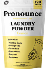 Pronounce Laundry Powder bag front—US-made packaging signaling safer, cleaner laundry.