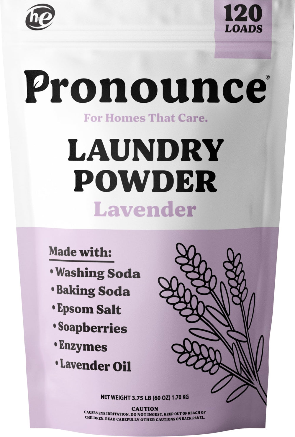Pronounce laundry powder ingredients showcase safer, cleaner washing.