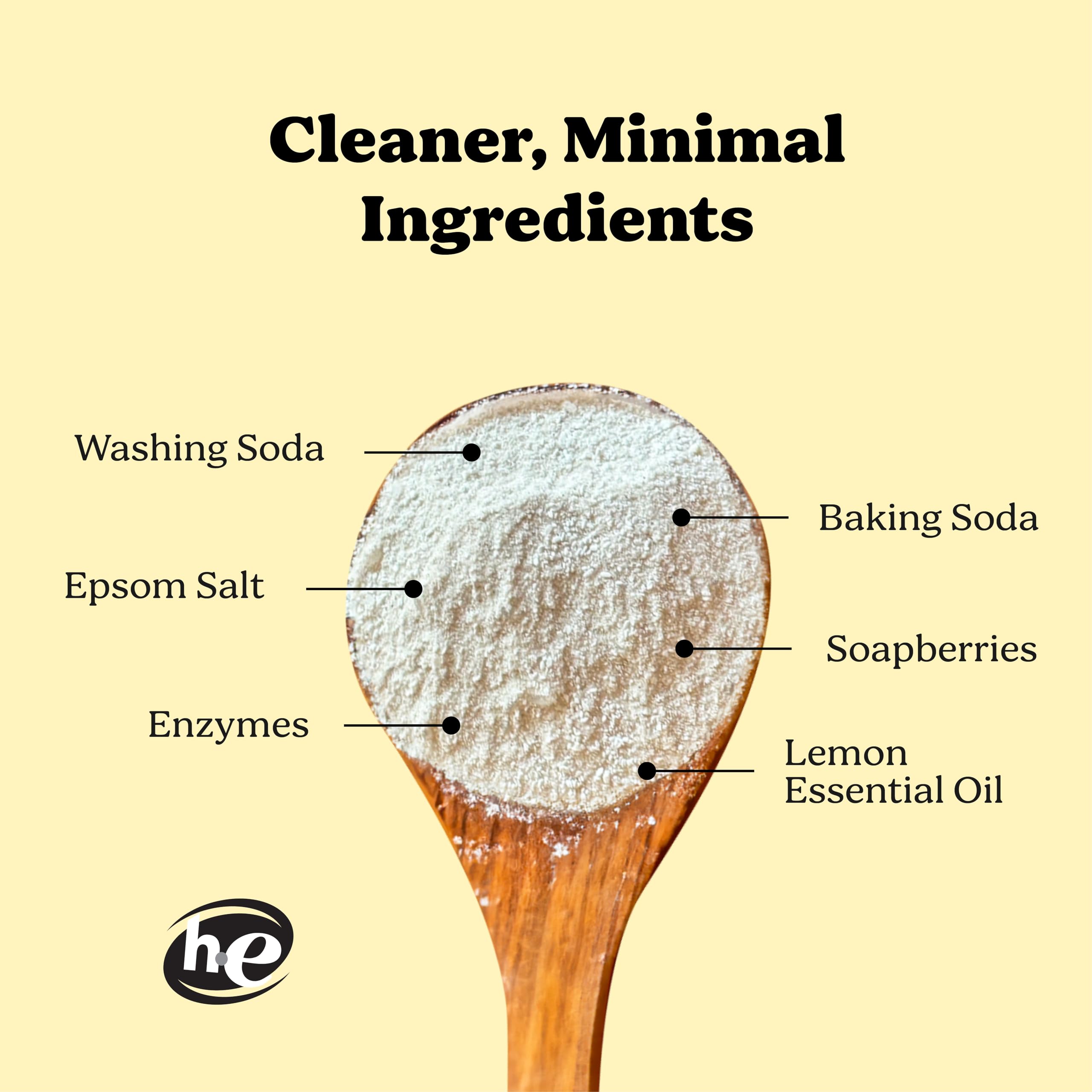Pronounce Laundry Powder scoop in use—easy dosing for standard or heavy loads.