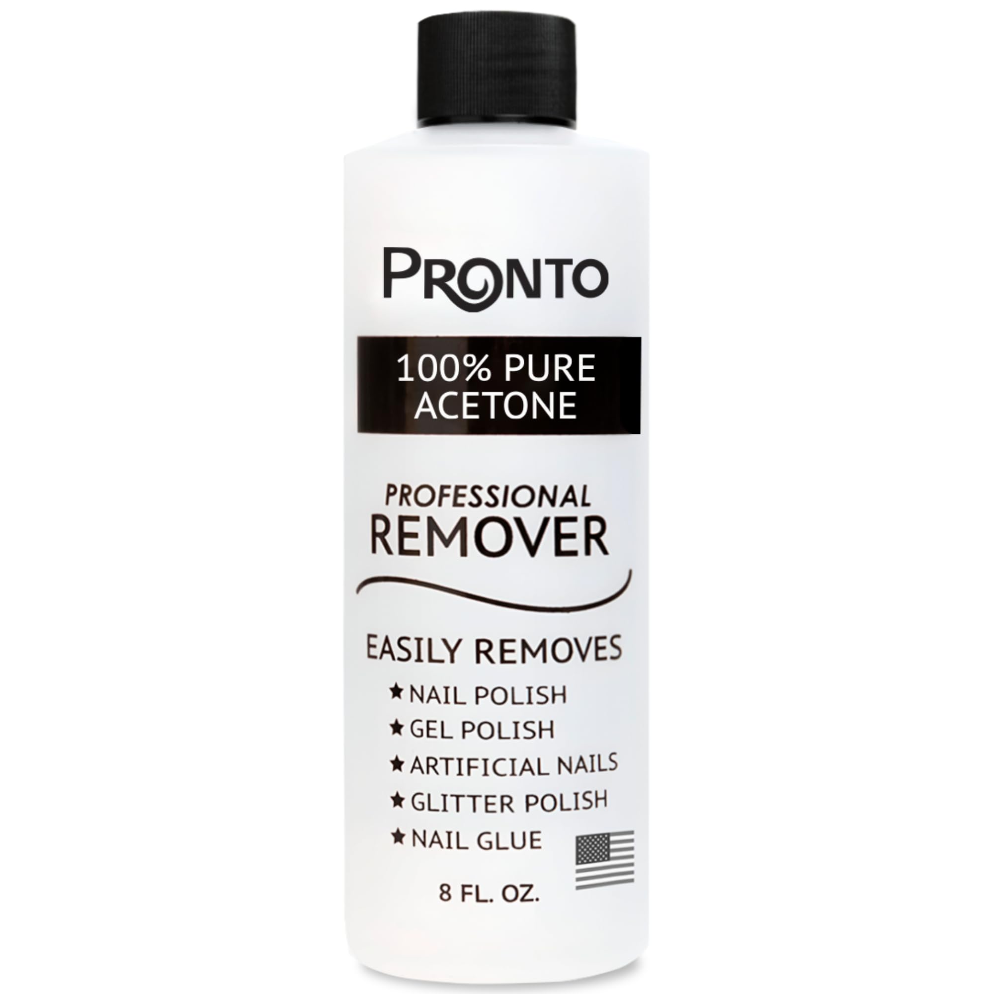 Pronto 100% Acetone Gel Nail Polish Remover bottle for fast polish removal.