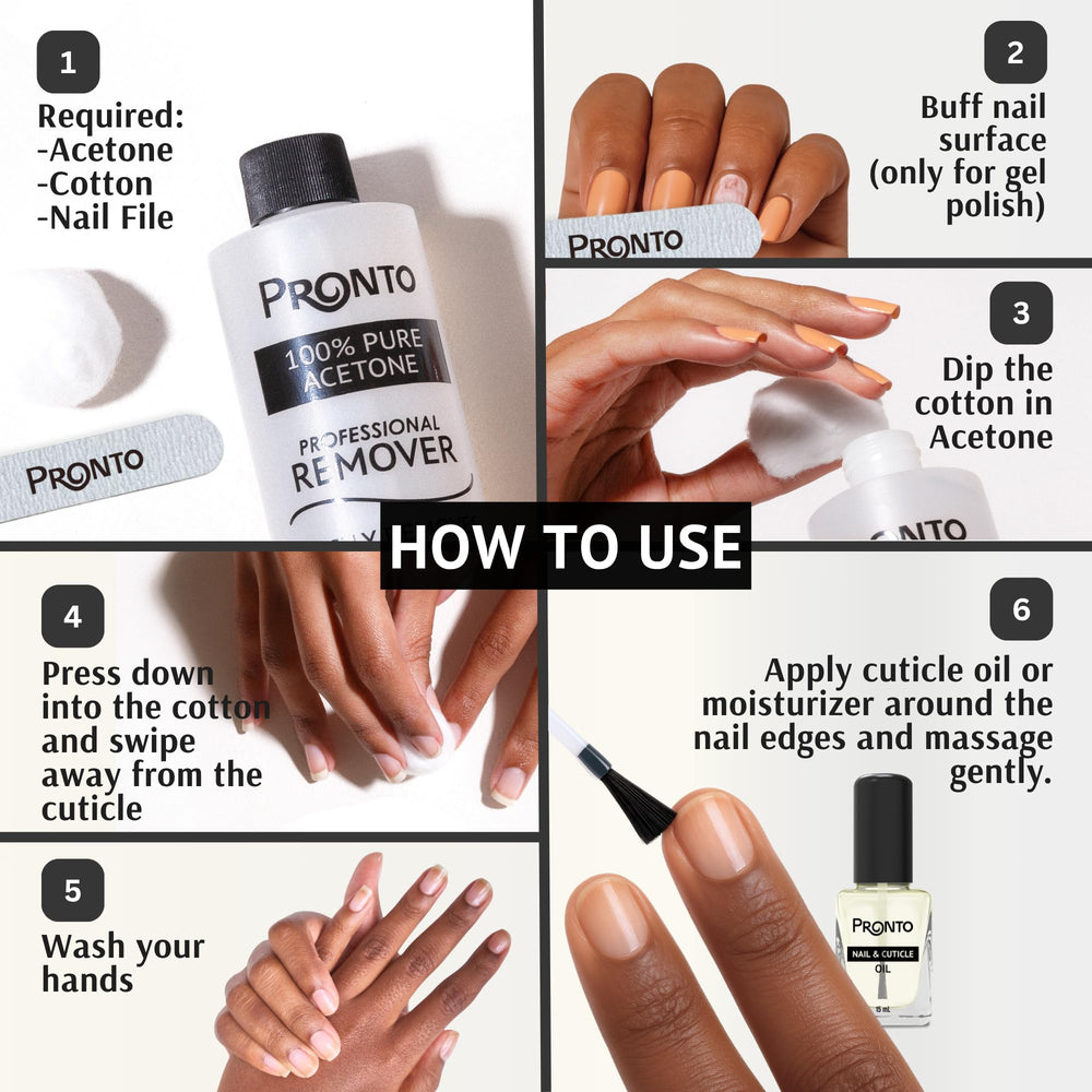 Pronto nutrient-rich cuticle oil bottle for conditioning after removal