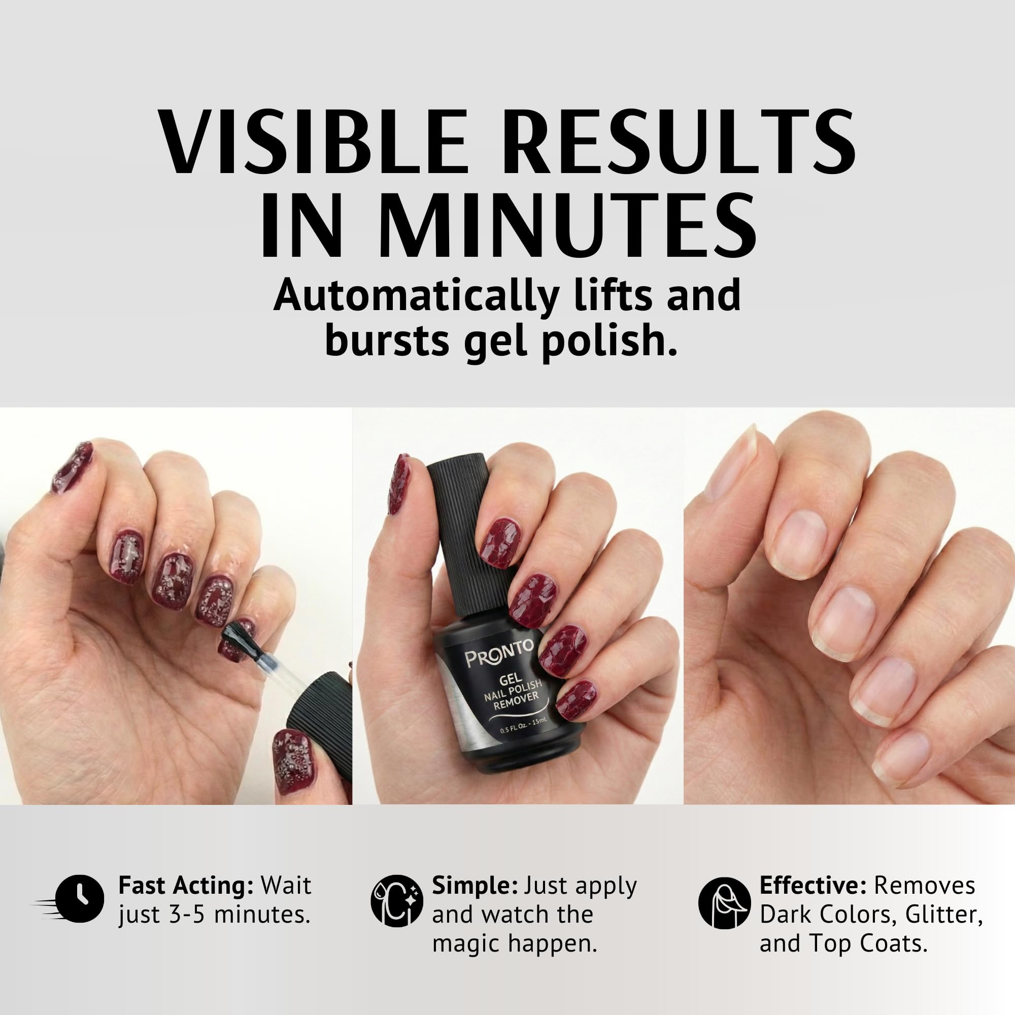 Pronto Quick Peel-Off Remover suitable for at-home manicures and quick changes