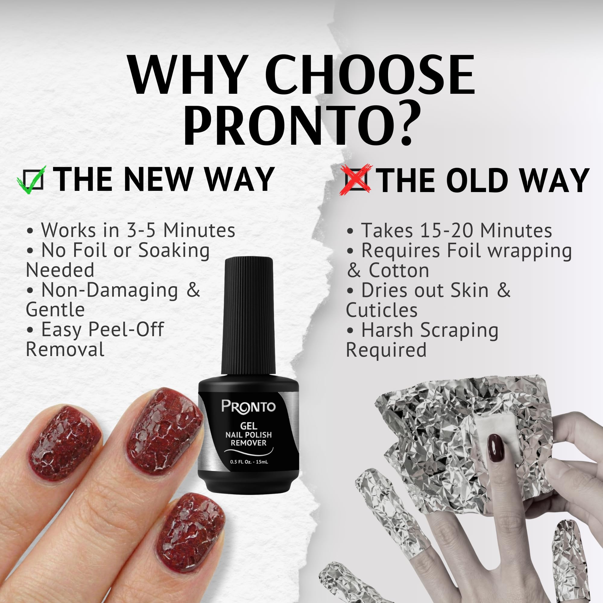 Pronto Quick Peel-Off Remover on-the-go packaging supports fast touch-ups