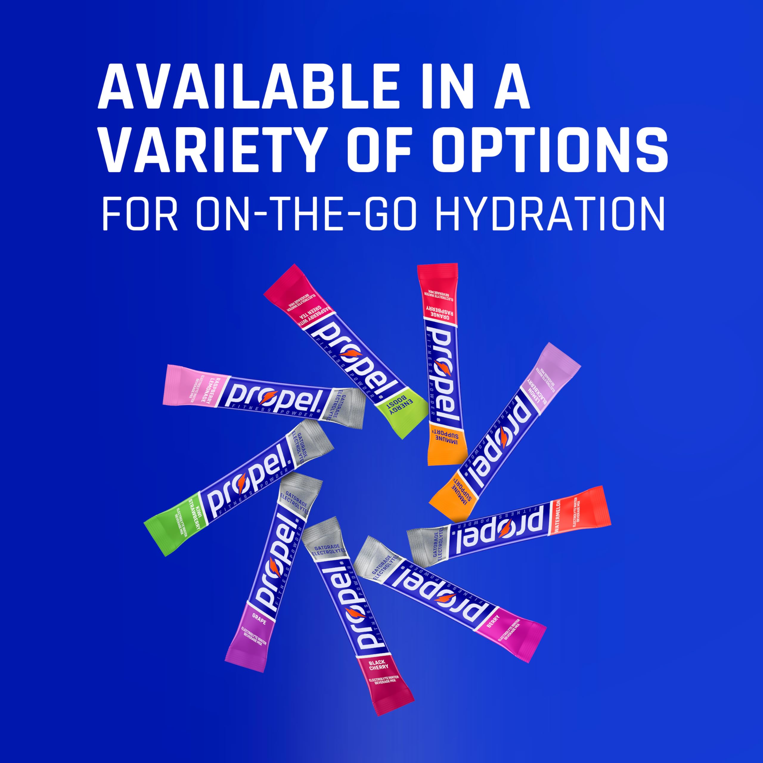 Propel logo on packaging emphasizes trusted electrolyte hydration.