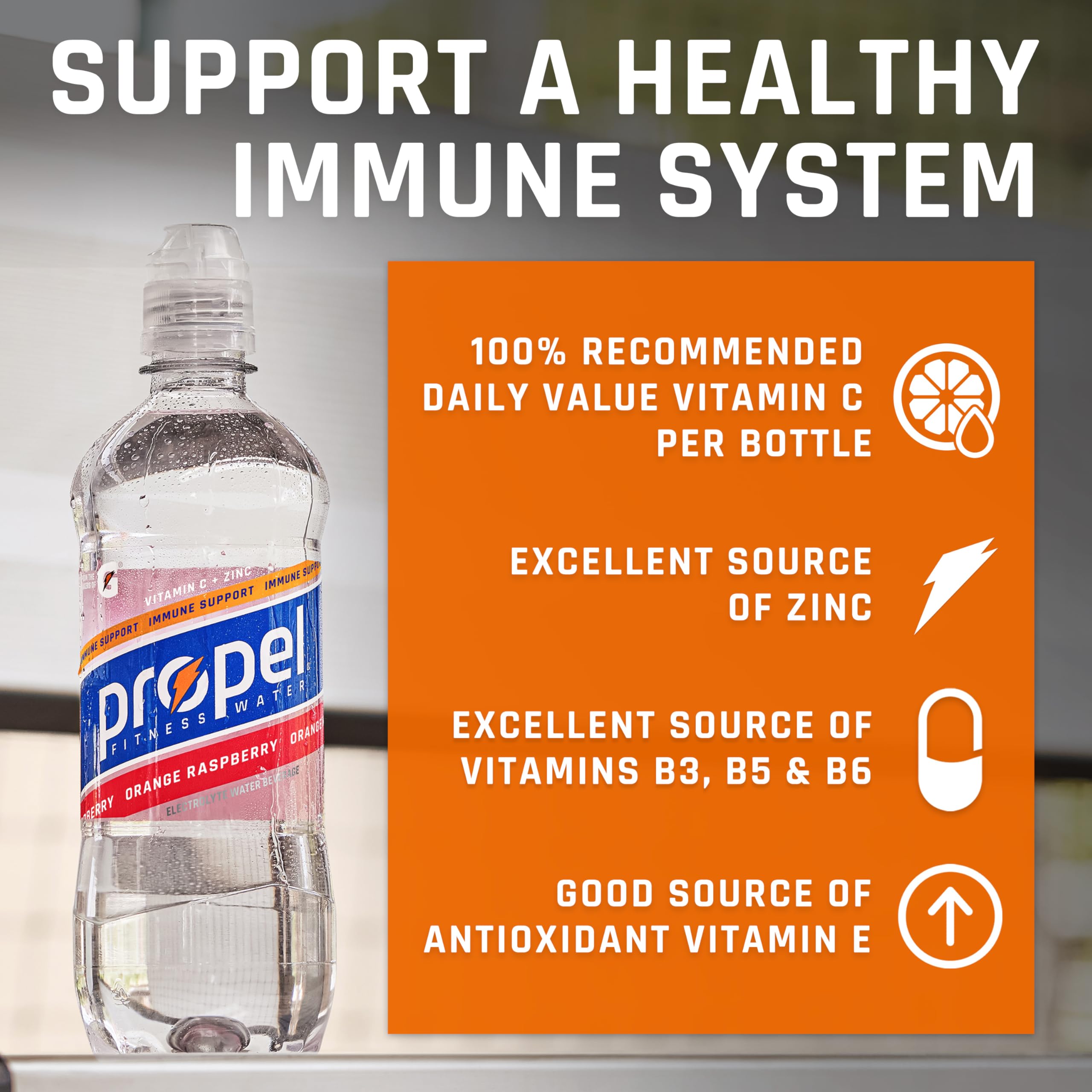 Propel Electrolyte hydration pour demonstrating Gatorade electrolytes for active hydration.