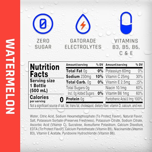 Close-up of Propel Watermelon label highlighting zero calories