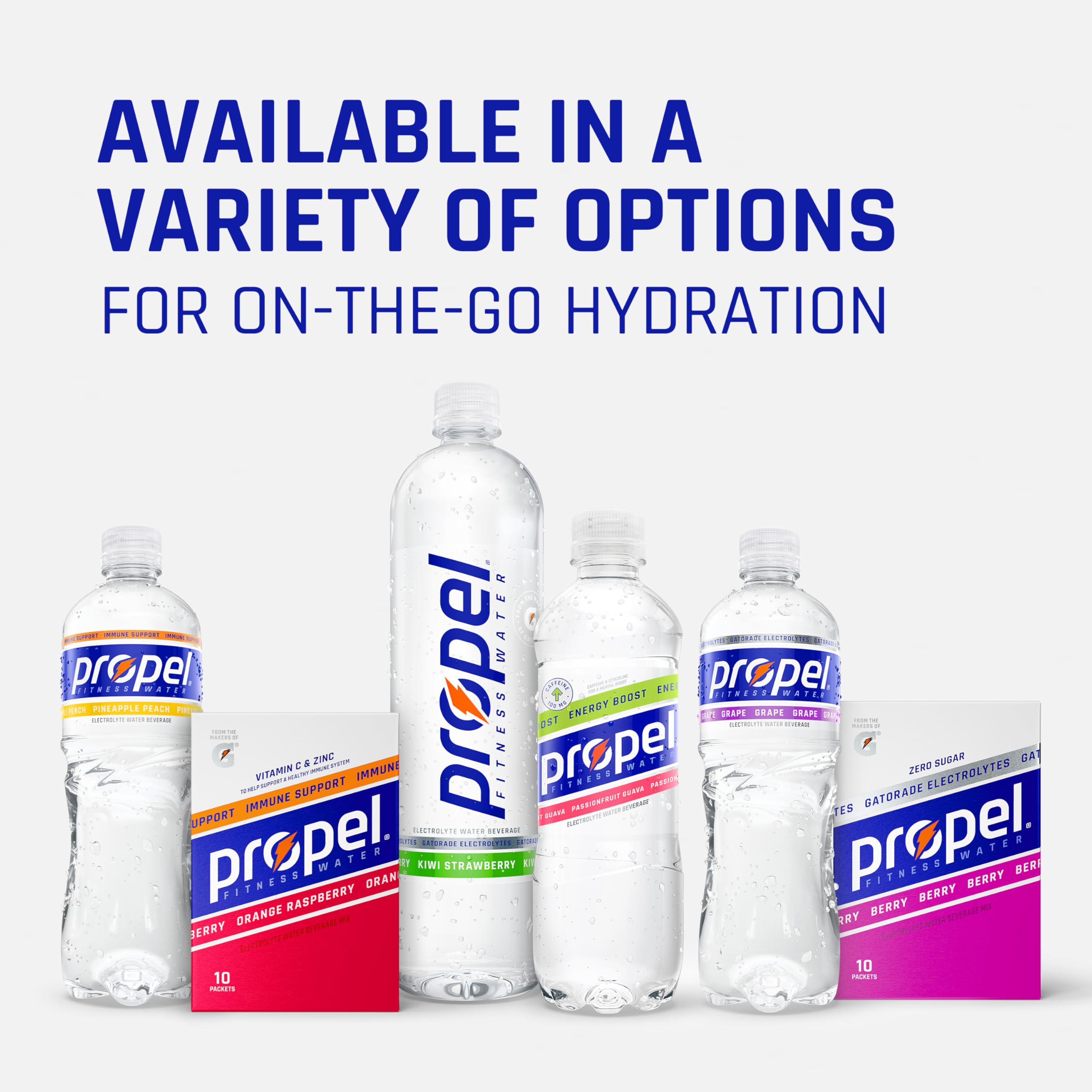 Athlete drinks Propel Energy Boost during training for hydration and energy.