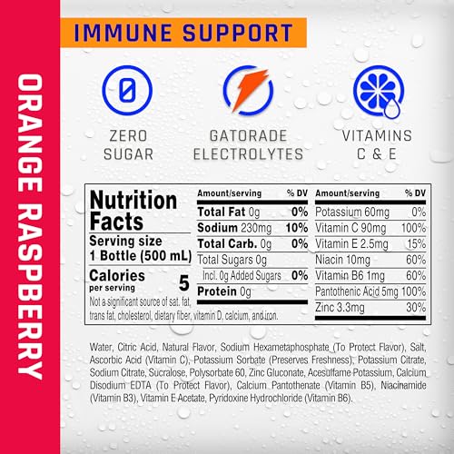 Close-up of Propel Immune label showing Vitamin C and zinc