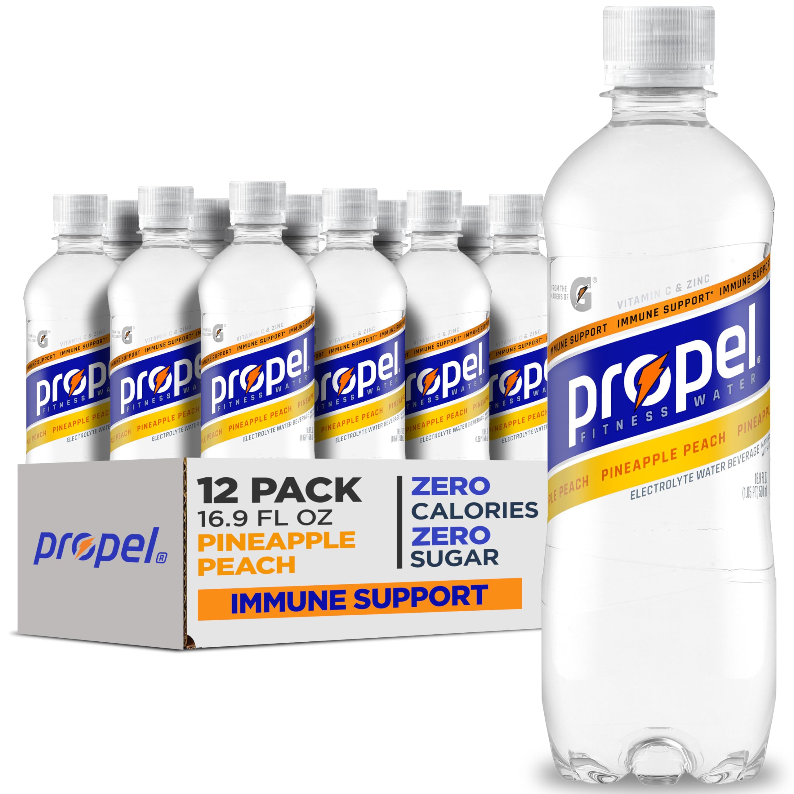 Propel Immune Support front bottle for zero-calorie hydration during workouts.