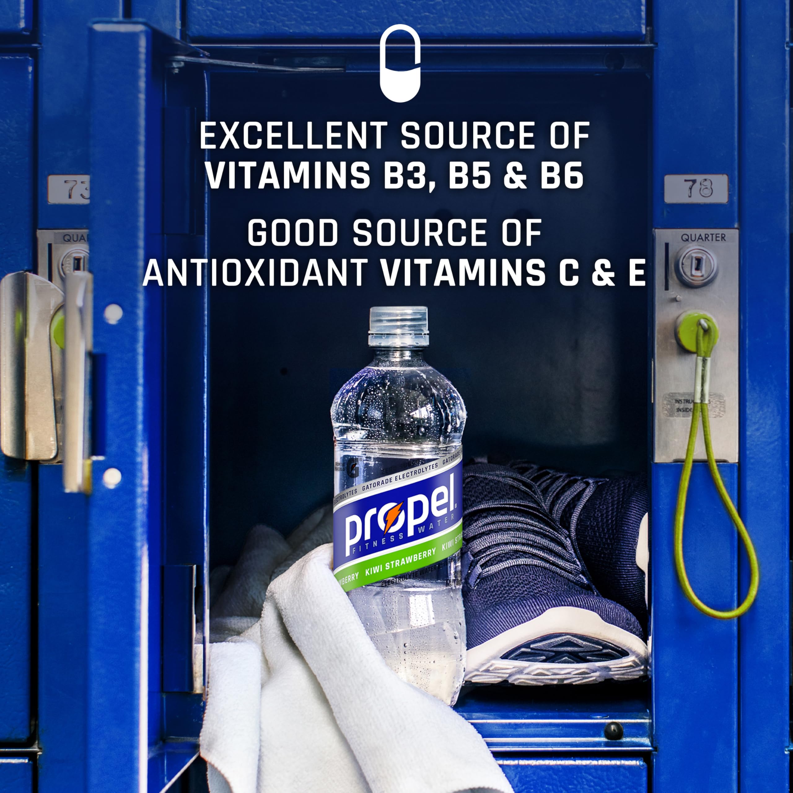 Propel Kiwi Strawberry 8-pack display emphasizing on-the-go hydration