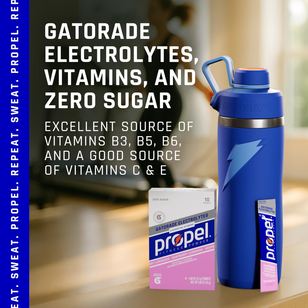 Propel Raspberry Lemonade in gym bag ready for training sessions.