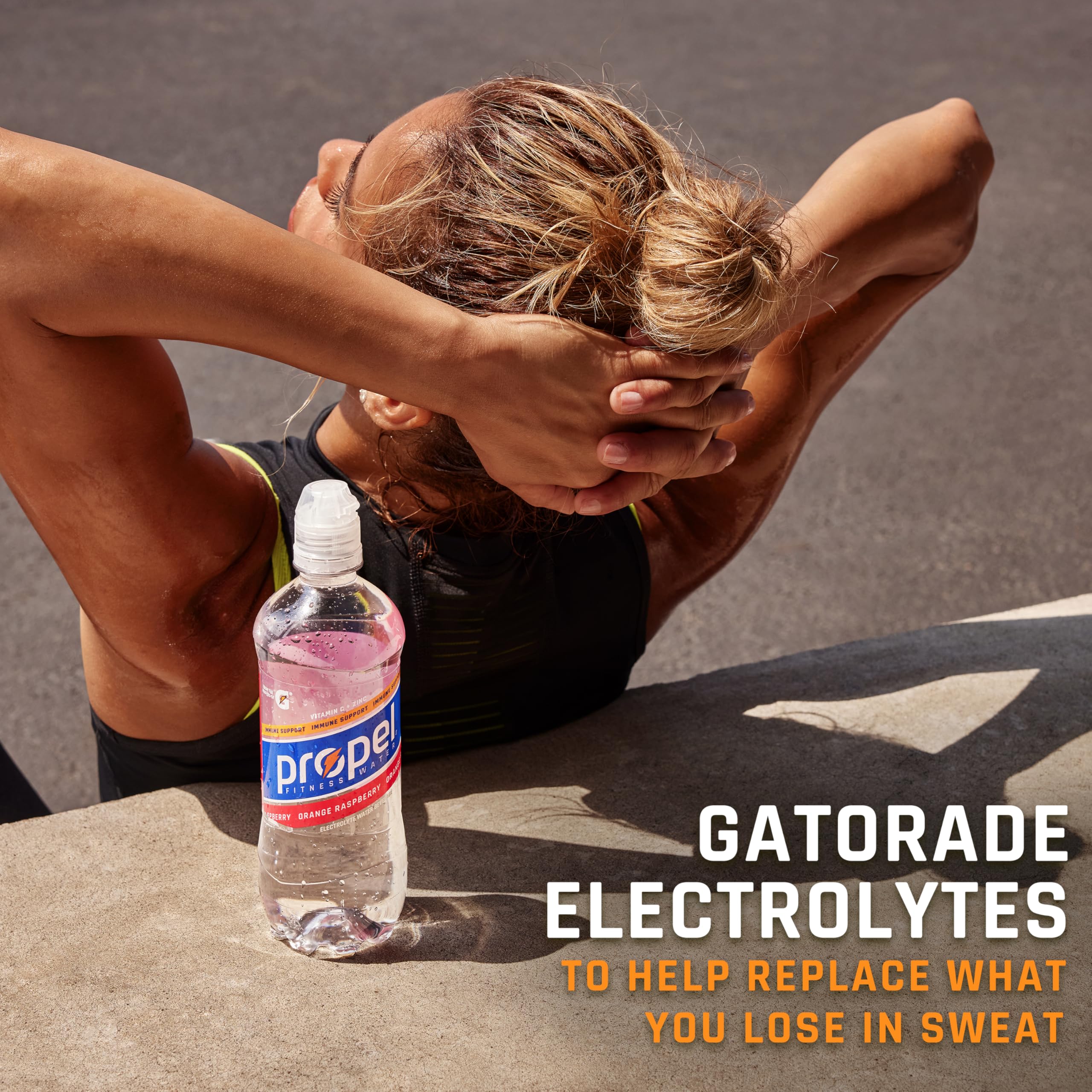 Propel Zero Calorie Zero Sugar label emphasizing calorie-free hydration.