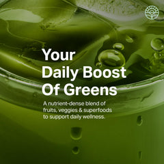 Close-up of Proper Greens bottle with Apple flavor label.